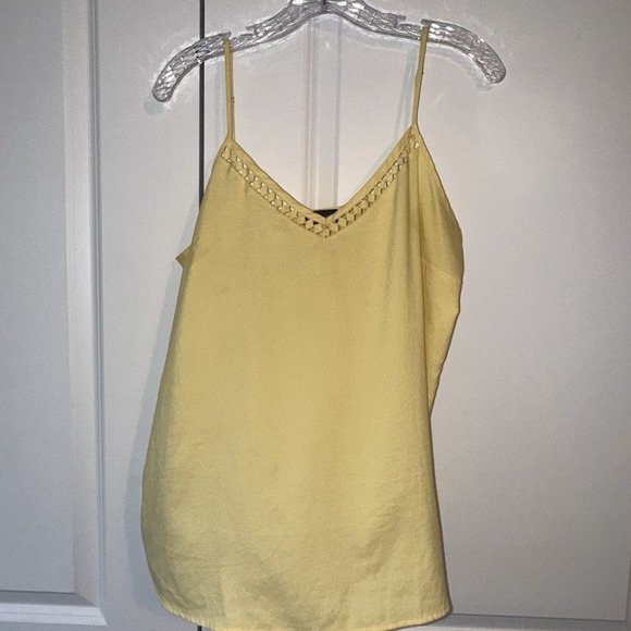 The Limited Tops - The Limited Yellow Cami Tank Top Lace Trim Adjustable Straps Large